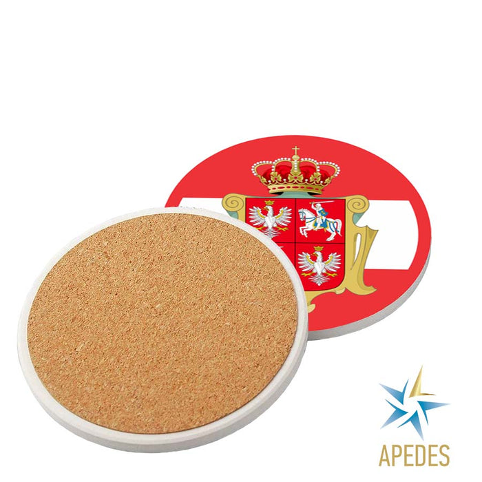 Polish - Lithuanian Commonwealth Absorbent Ceramic Coasters for Drinks with Holder (Set of 8)