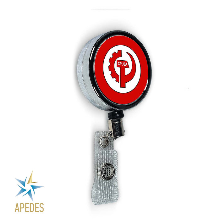 Communist Party USA CPUSA Flag Badge Reel Holder