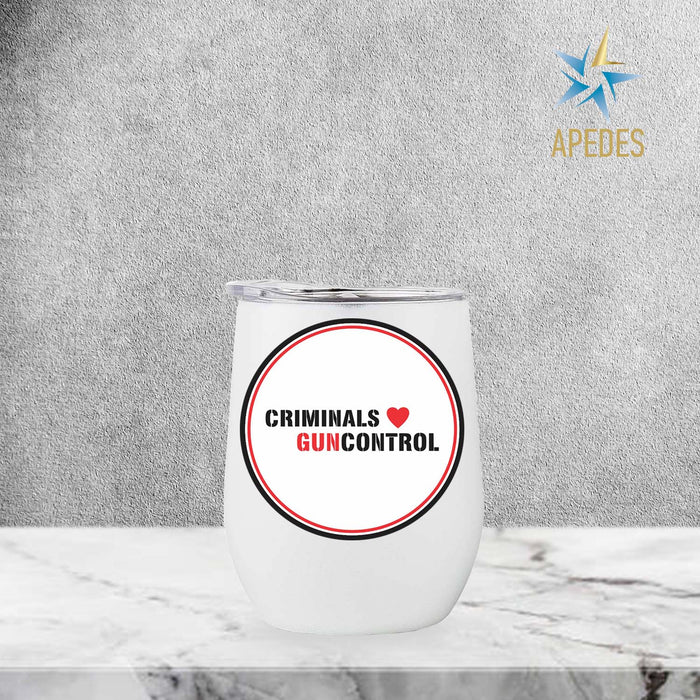 Criminals Guncontrol Stainless Steel Stemless Wine Cup 12 OZ