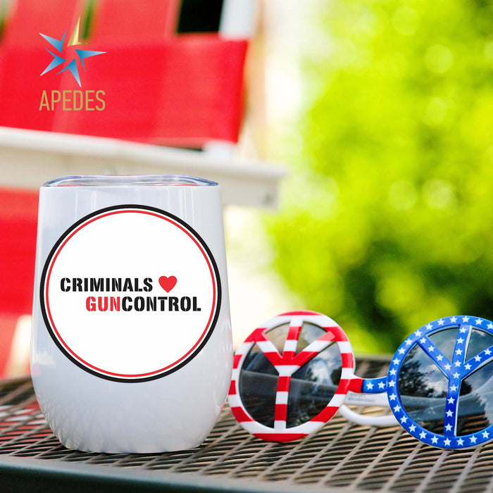 Criminals Guncontrol Stainless Steel Stemless Wine Cup 12 OZ