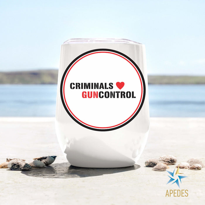 Criminals Guncontrol Stainless Steel Stemless Wine Cup 12 OZ