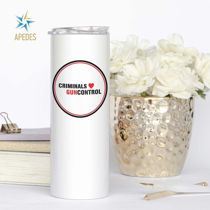 Criminals Guncontrol Stainless Steel Skinny Tumbler 20 OZ