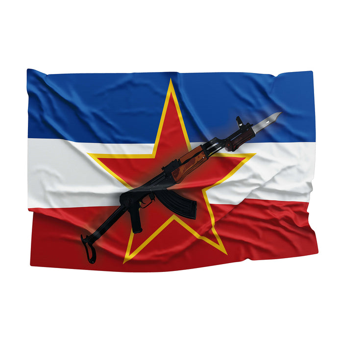Yugoslavia AK Kalashnikov's automatic rifle Flag Banner