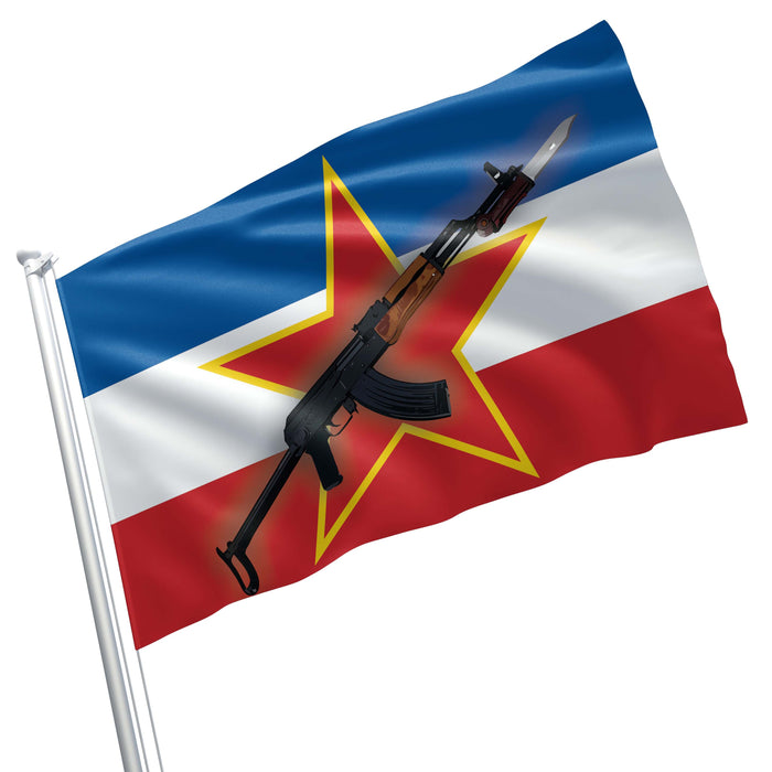 Yugoslavia AK Kalashnikov's automatic rifle Flag Banner