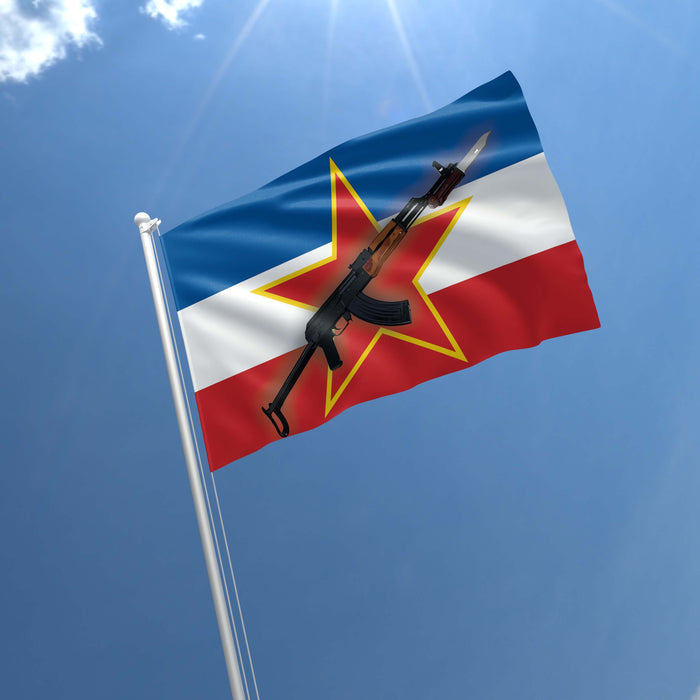 Yugoslavia AK Kalashnikov's automatic rifle Flag Banner