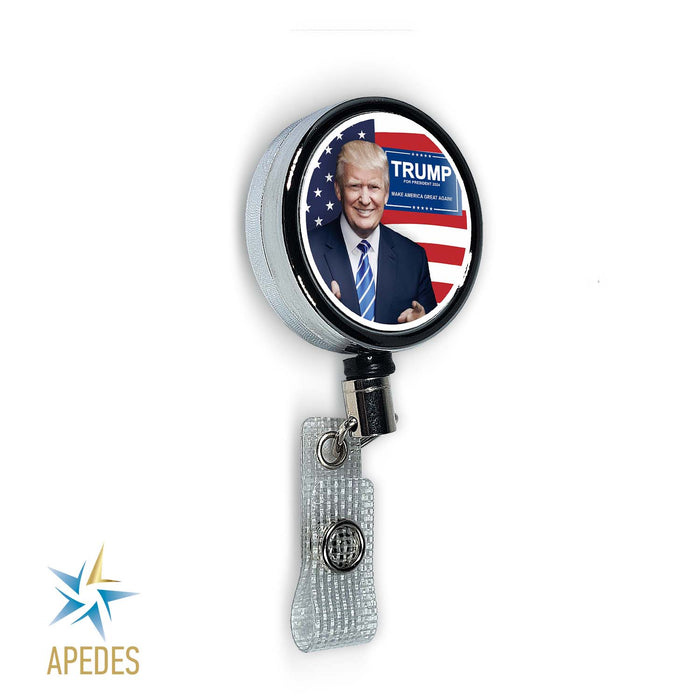 Donald Trump 2024 President USA Flag Badge Reel Holder
