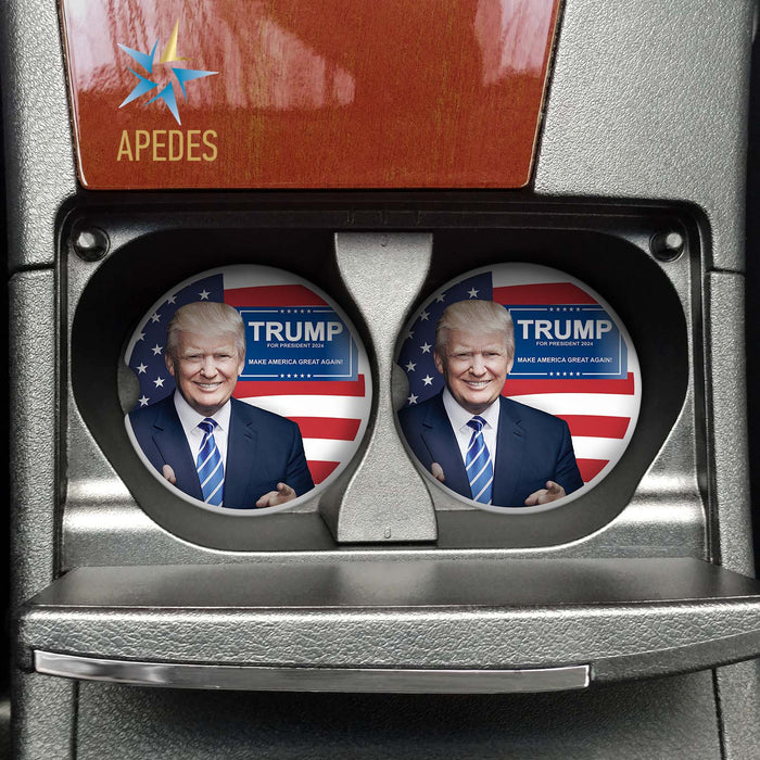 Donald Trump 2024 President USA Car Cup Holder Coaster (Set of 2)