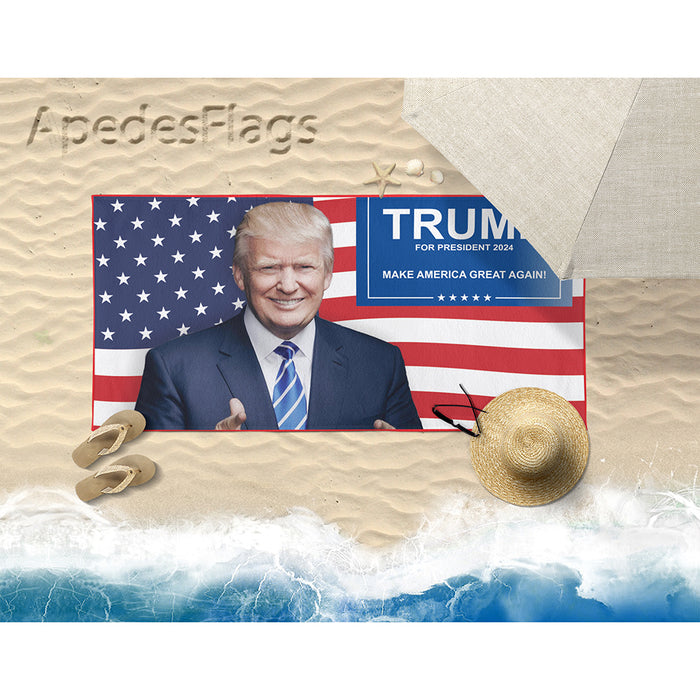 Products Donald Trump 2024 President USA Beach & Bath Towel Rectangle 30″ × 60″