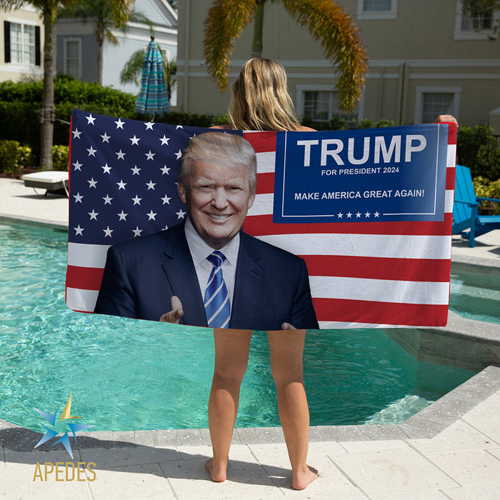 Products Donald Trump 2024 President USA Beach & Bath Towel Rectangle 30″ × 60″