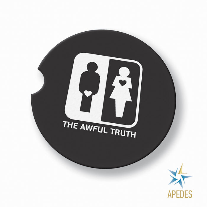 Awful Truth Men Women Heart Love Car Cup Holder Coaster (Set of 2)