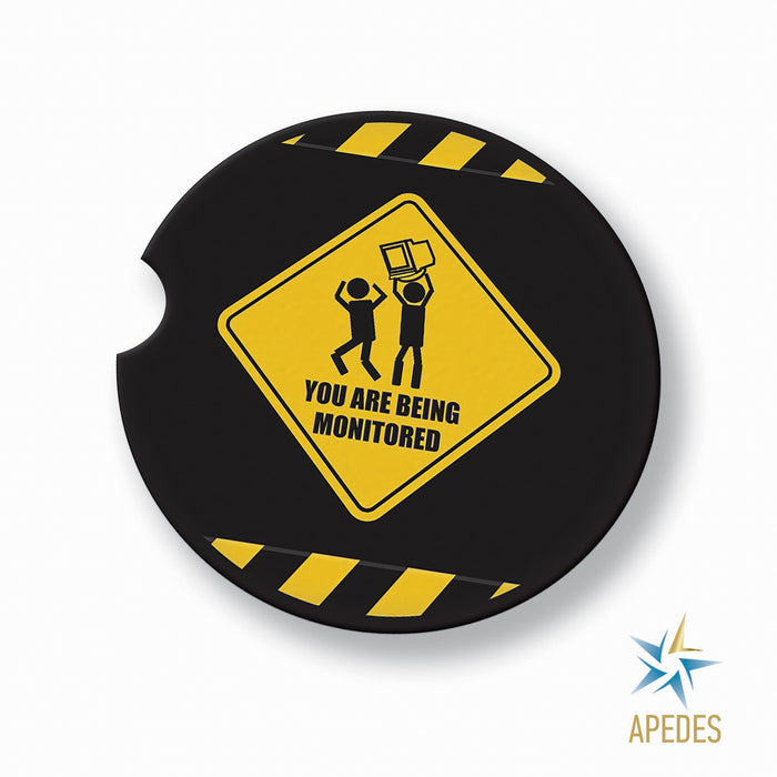 You Are Being Monitored Car Cup Holder Coaster (Set of 2)
