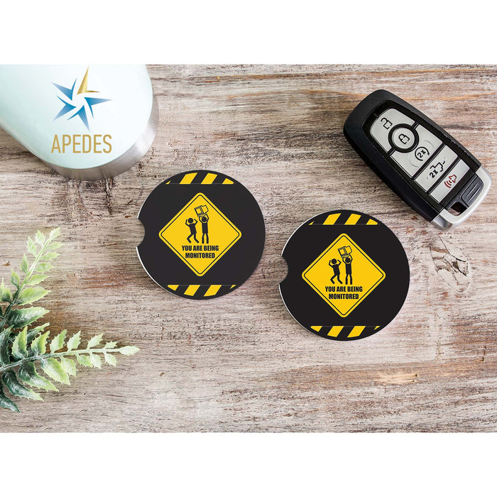 You Are Being Monitored Car Cup Holder Coaster (Set of 2)