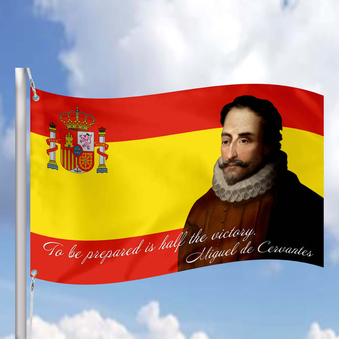 Miguel de Cervantes Spanish Writer Flag Banner