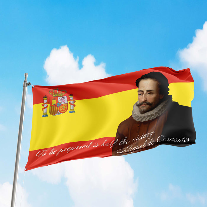 Miguel de Cervantes Spanish Writer Flag Banner
