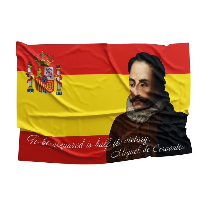 Miguel de Cervantes Spanish Writer Flag Banner