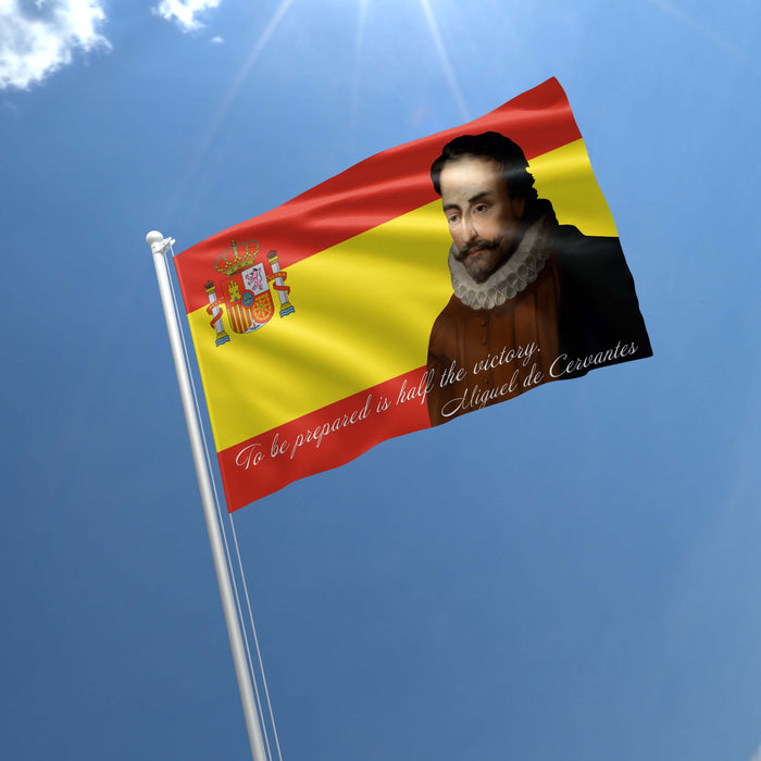 Miguel de Cervantes Spanish Writer Flag Banner