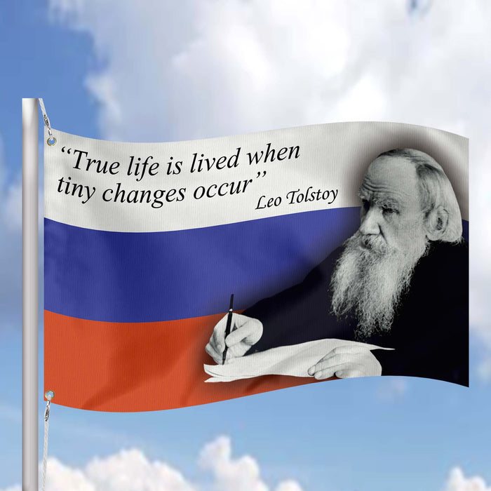 Leo Tolstoy Russian Writer Author Flag Banner