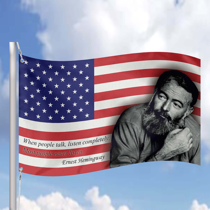 Ernest Hemingway USA Writer Flag Banner