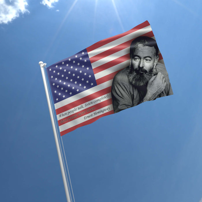 Ernest Hemingway USA Writer Flag Banner