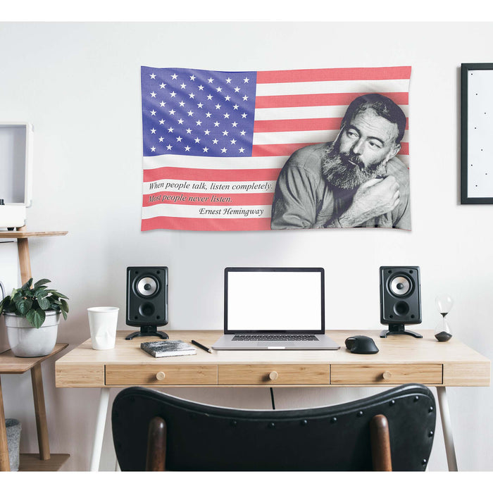 Ernest Hemingway USA Writer Flag Banner