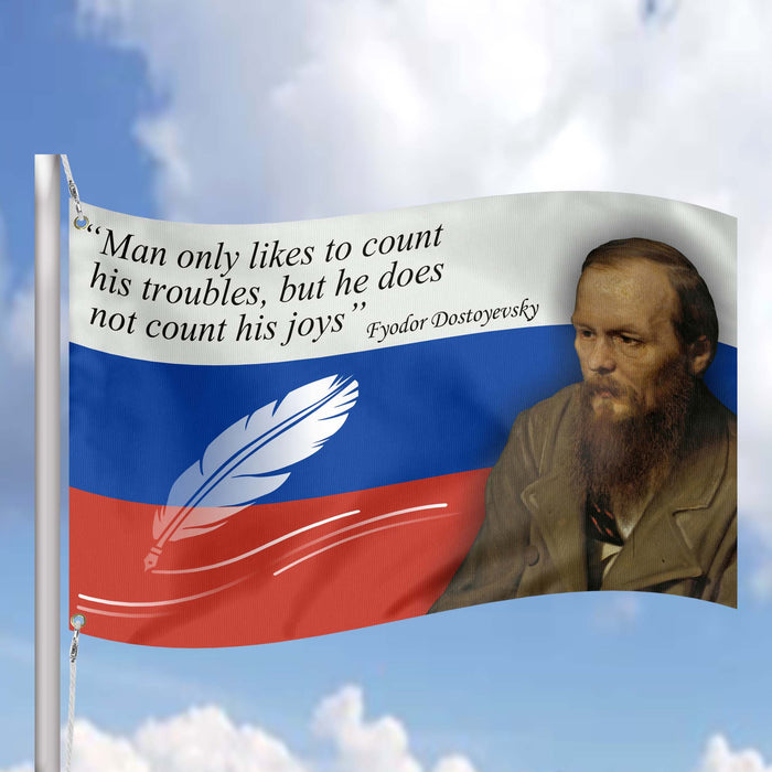 Fyodor Dostoevsky Russian Writer Flag Banner