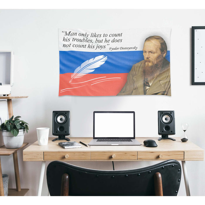 Fyodor Dostoevsky Russian Writer Flag Banner