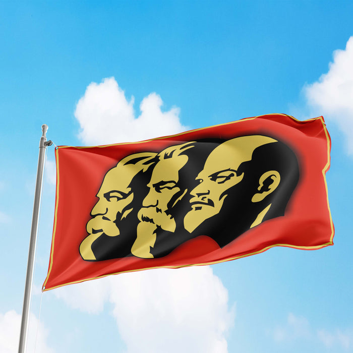 Lenin & Engels & Marks Flag Banner