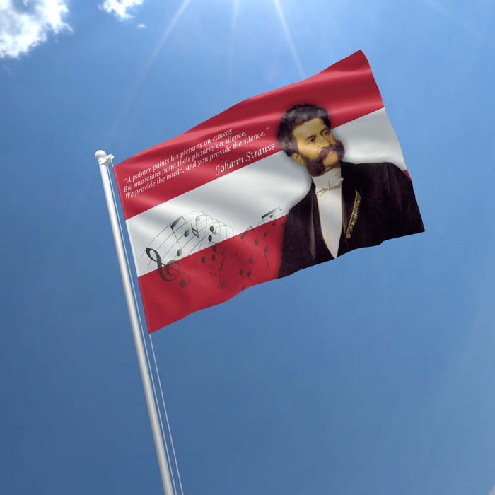 Johhan Strauss Austria Composer Flag Banner