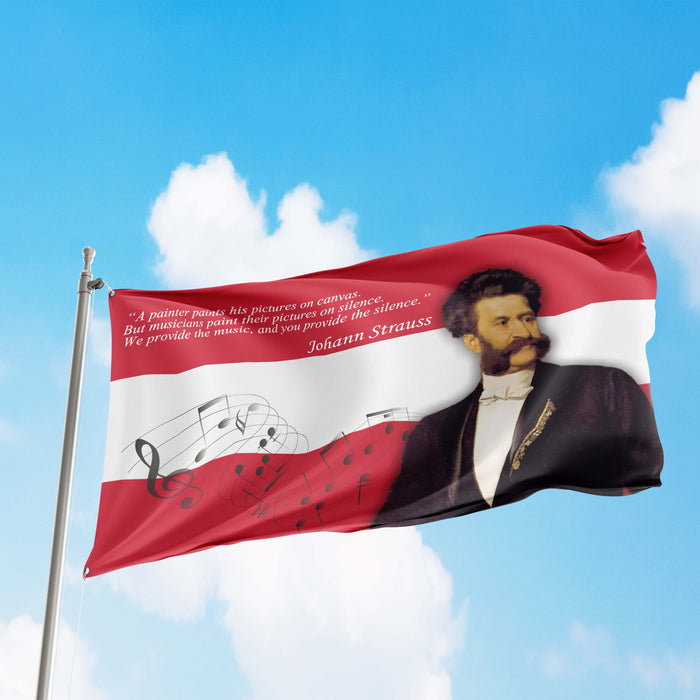 Johhan Strauss Austria Composer Flag Banner