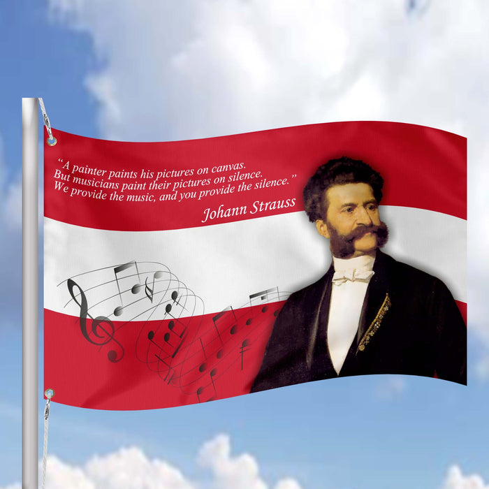 Johhan Strauss Austria Composer Flag Banner