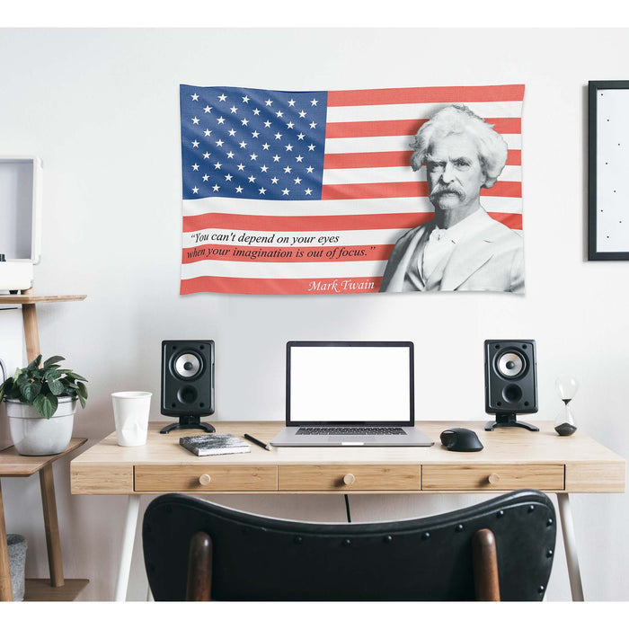 Mark Twain USA Writer Flag Banner