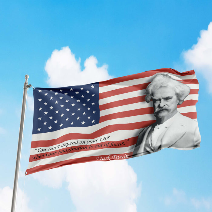 Mark Twain USA Writer Flag Banner