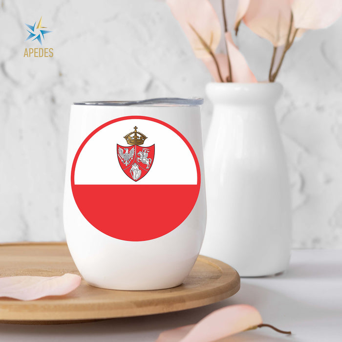 1861 Poland Lithuania Kiev Belarus Marine Flag Stainless Steel Stemless Wine Cup 12 OZ