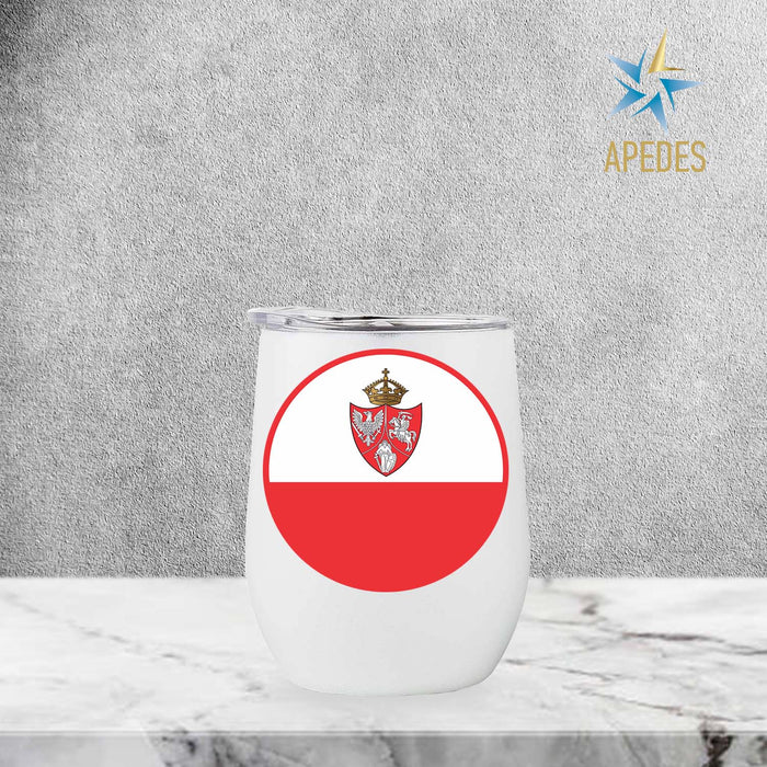 1861 Poland Lithuania Kiev Belarus Marine Flag Stainless Steel Stemless Wine Cup 12 OZ