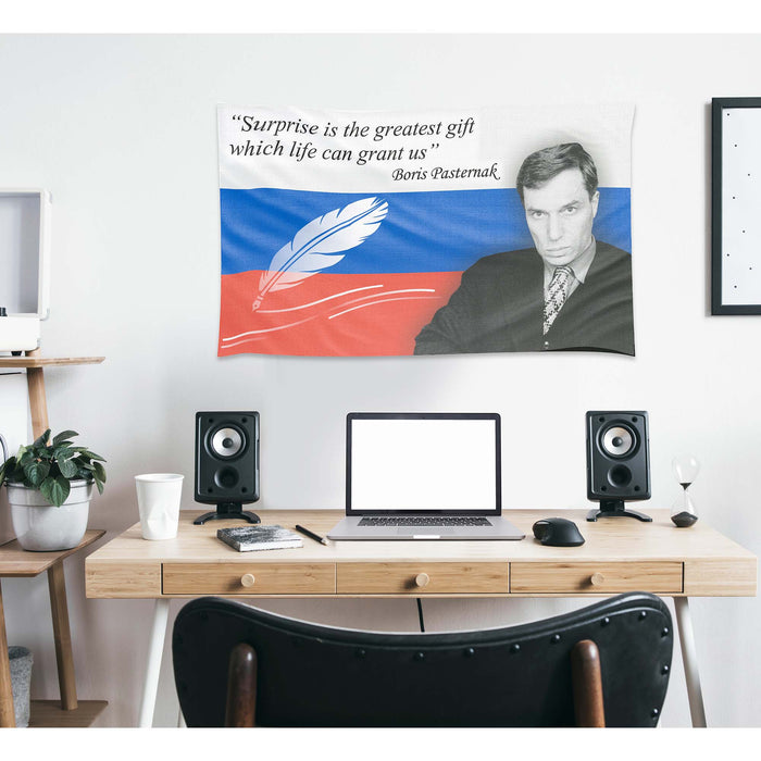 Boris Pasternak Russian Writer Poet Flag Banner