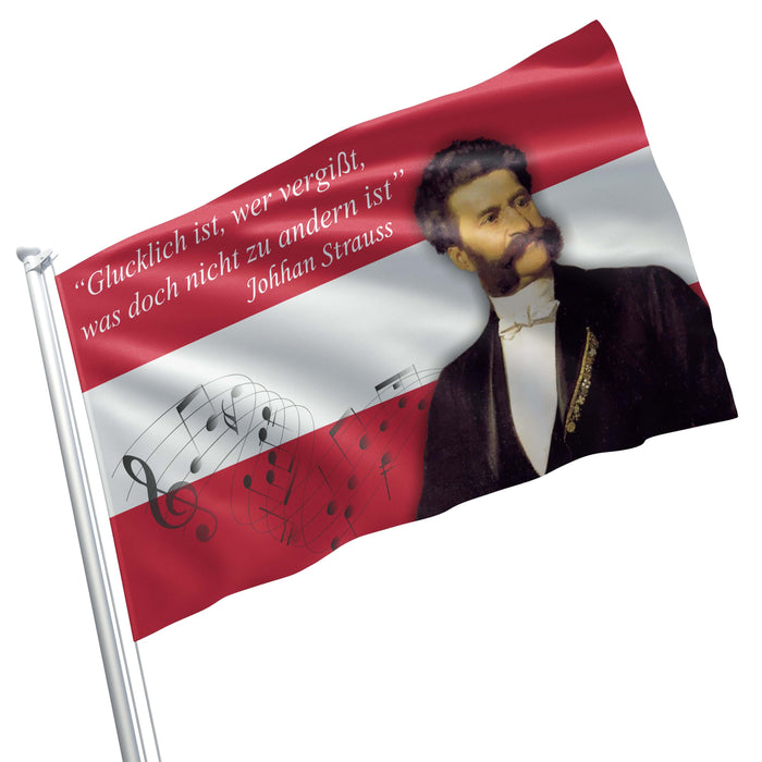 Johhan Strauss Austria Composer Flag Banner