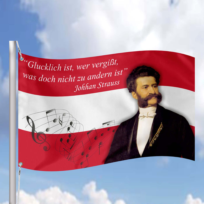 Johhan Strauss Austria Composer Flag Banner