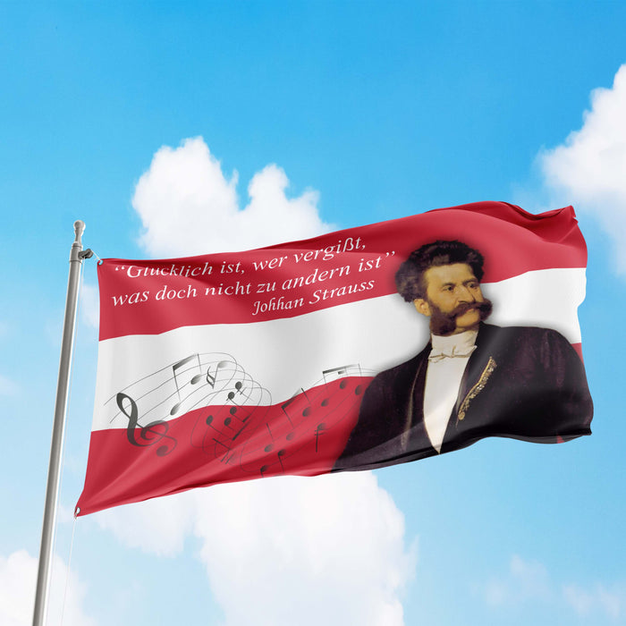 Johhan Strauss Austria Composer Flag Banner