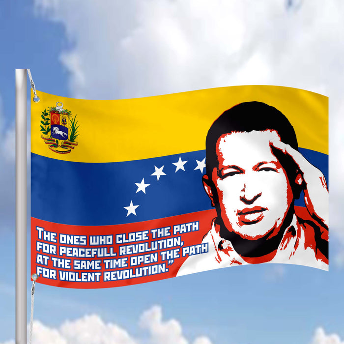 Hugo Chavez Venezuela President Flag Banner