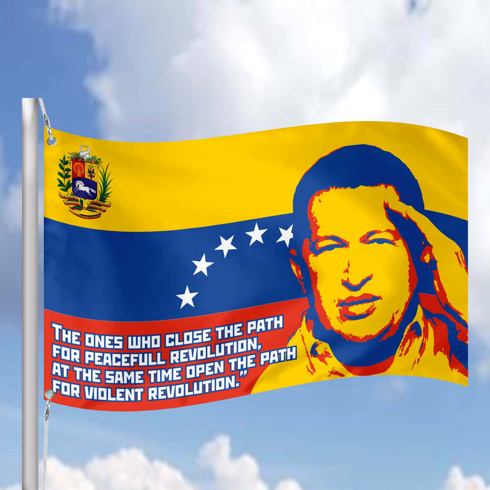 Hugo Chavez Venezuela President Flag Banner