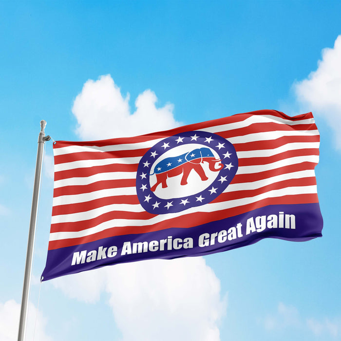 Support Republicants Elephant USA Make America Great Again MAGA Donald Trump Flag Banner