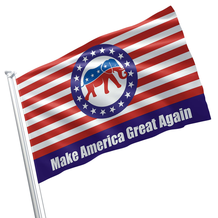 Support Republicants Elephant USA Make America Great Again MAGA Donald Trump Flag Banner