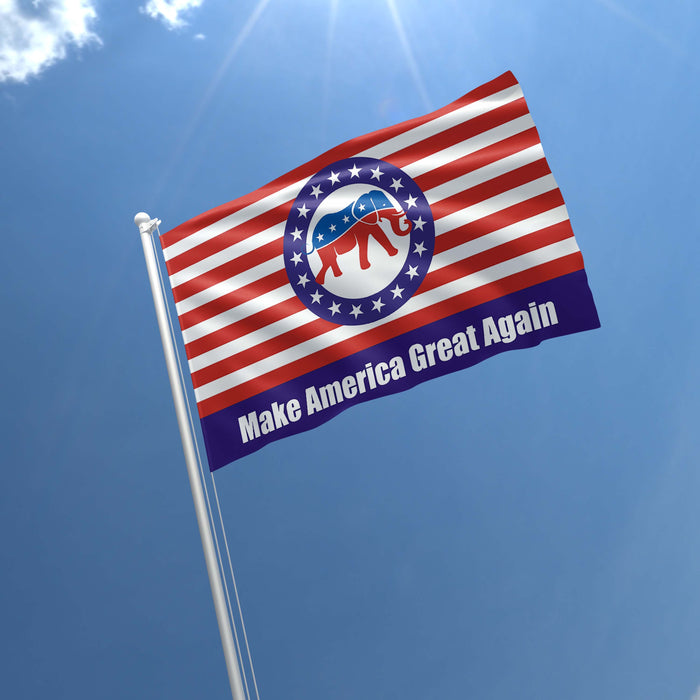 Support Republicants Elephant USA Make America Great Again MAGA Donald Trump Flag Banner