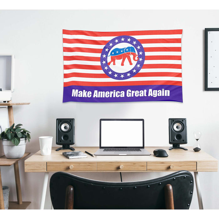 Support Republicants Elephant USA Make America Great Again MAGA Donald Trump Flag Banner