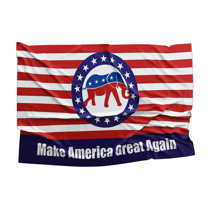 Support Republicants Elephant USA Make America Great Again MAGA Donald Trump Flag Banner