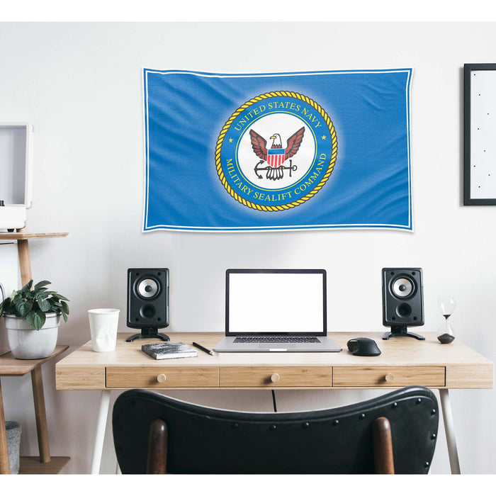 US Military Sealift Commands Flag Banner