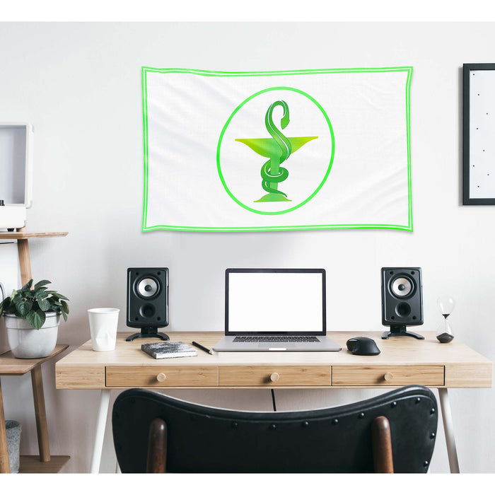 Medical Sign Pharmacy Logo Rod of Asclepius Caduceus Flag Banner