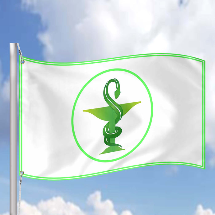 Medical Sign Pharmacy Logo Rod of Asclepius Caduceus Flag Banner