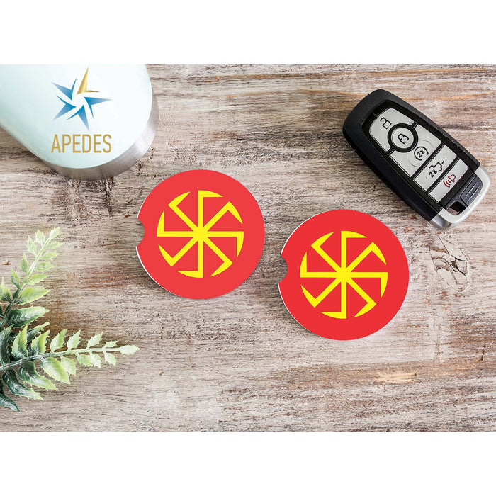 Kolovrat Slavic Solar Symbol Car Cup Holder Coaster (Set of 2)