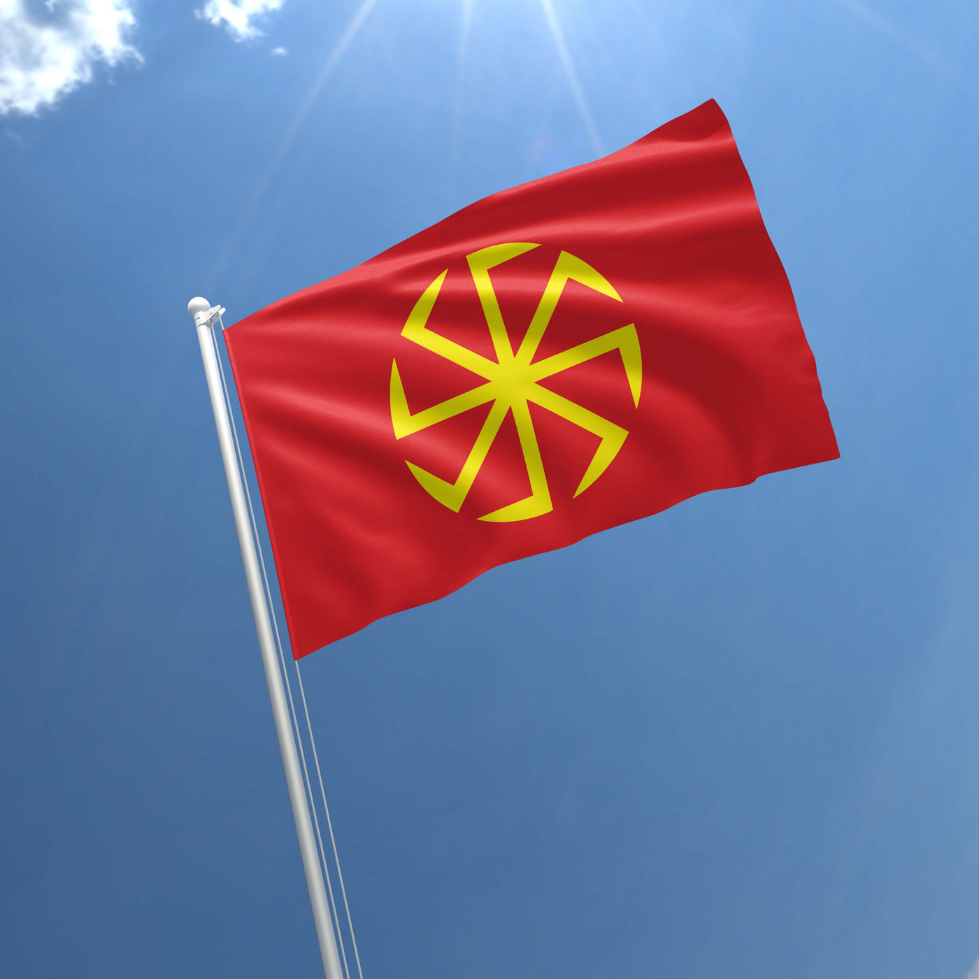 Slavic Symbols Gods Kolovrat Flag Banner — Apedes Flags And Banners
